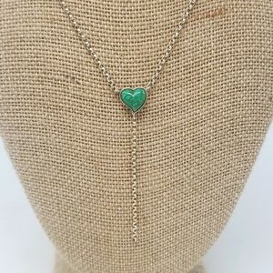 Silver Heart Necklace (turquoise?)